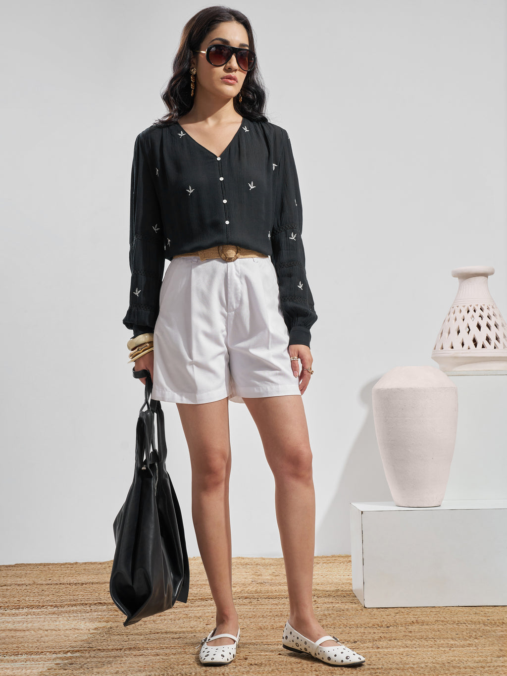 Vara By Vishudh Women Black Embroidered Tunic - Black - Image 2