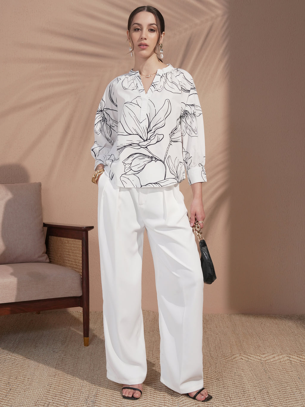 Vara By Vishudh Women White Printed Top - White - Image 2