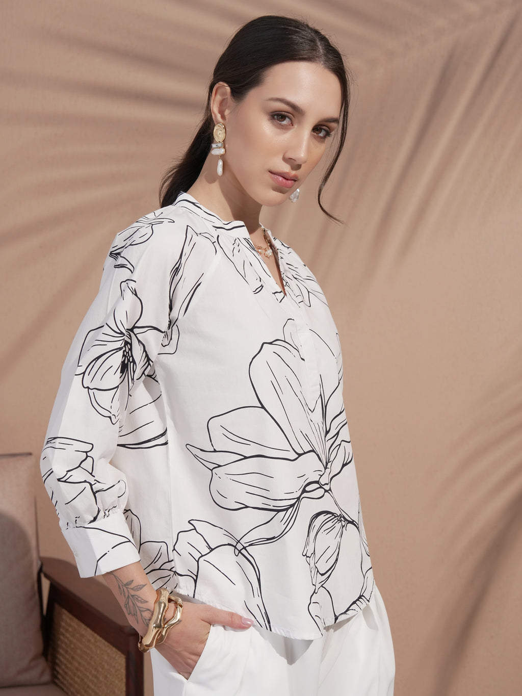Vara By Vishudh Women White Printed Top - White - Image 6