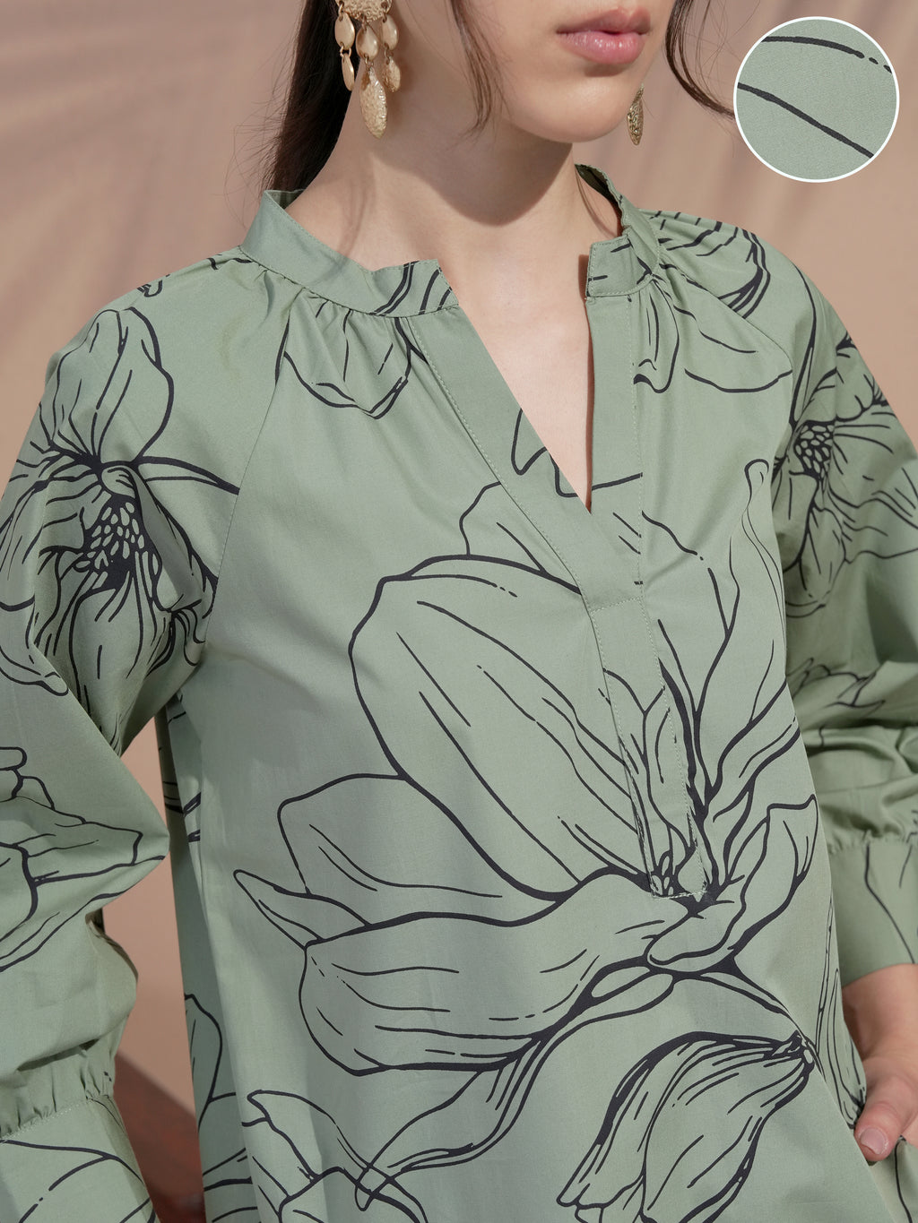 Vara By Vishudh Women Green Printed Top - Green - Image 5