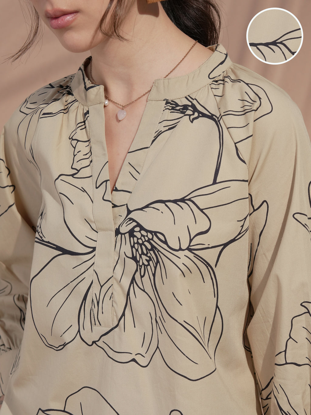 Vara By Vishudh Women Tan Printed Top - Tan - Image 5