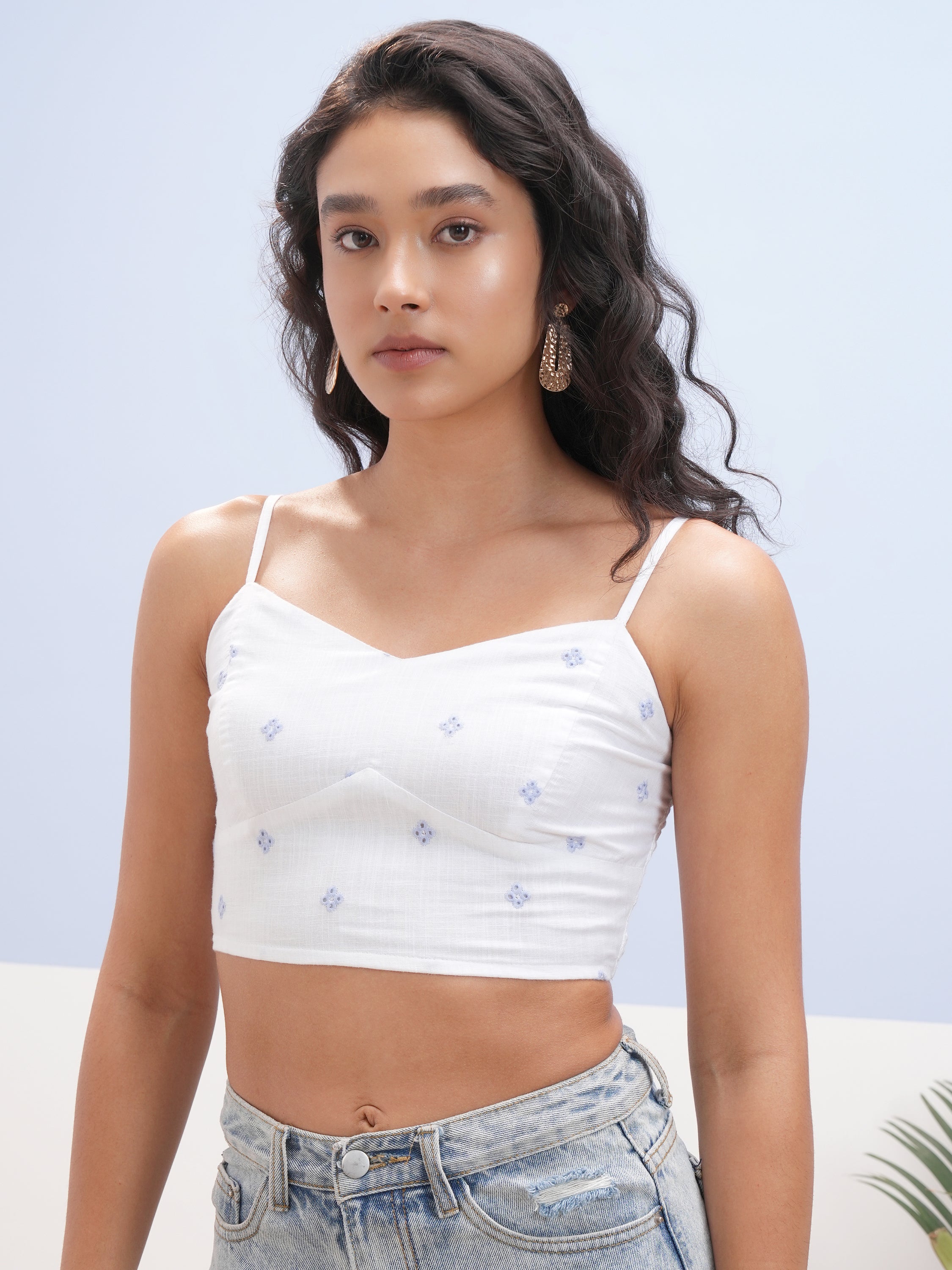 Vara By Vishudh Women White Embroidered Top - White - Image 4