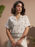 Vara By Vishudh Women Off White Printed Boxy Fit Casual Shirt - Off White - Image 1