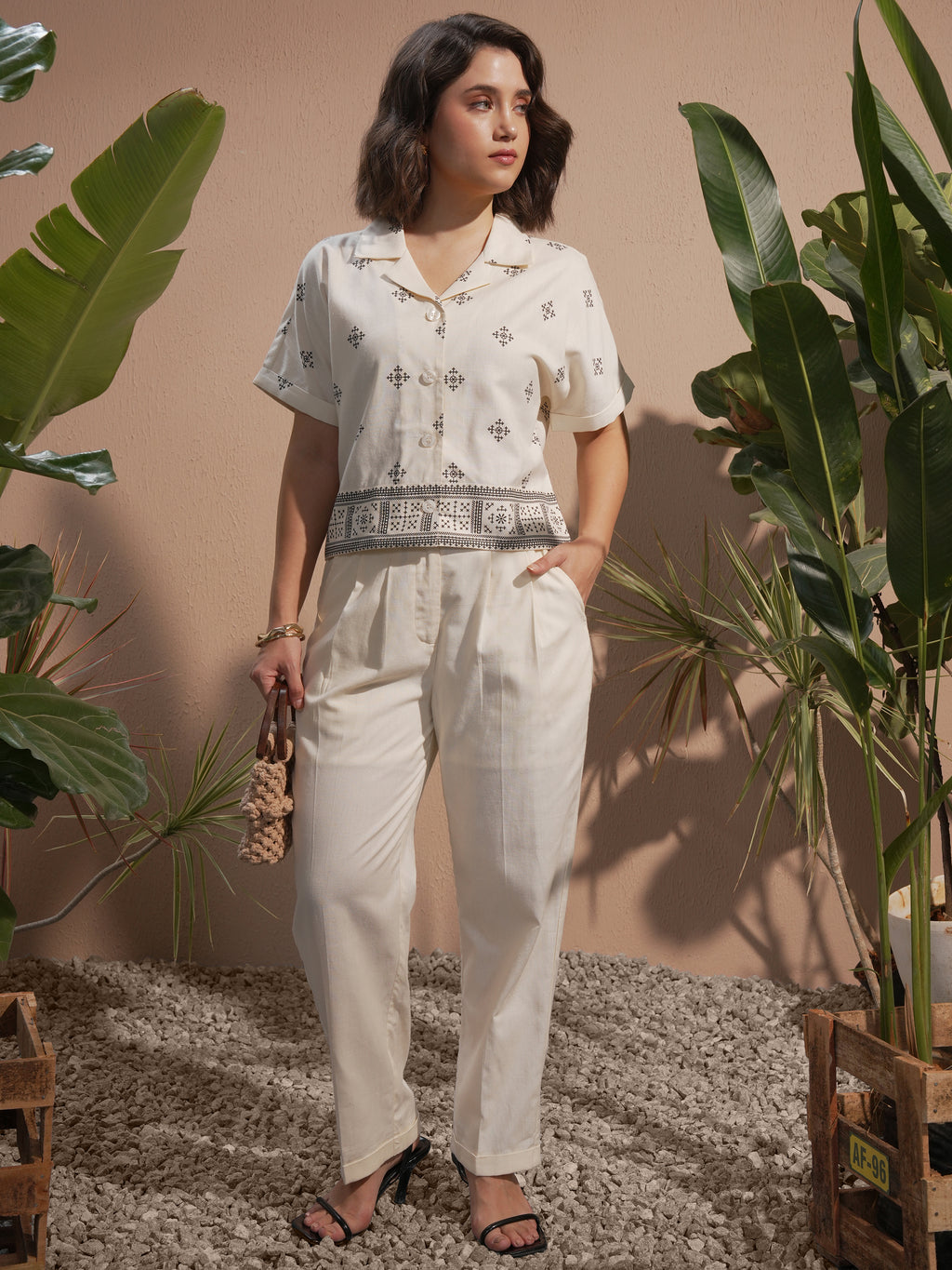 Vara By Vishudh Women Off White Printed Boxy Fit Casual Shirt - Off White - Image 2