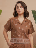 Vara By Vishudh Women Brown Printed Casual Shirt - Brown - Image 1