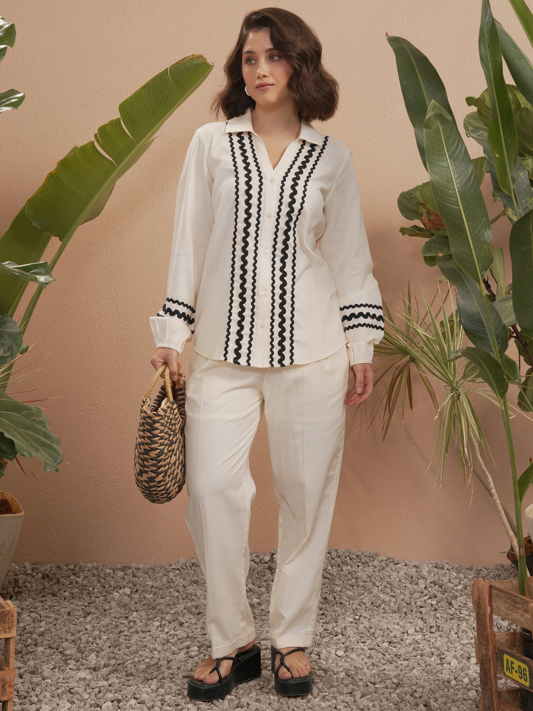 Vara By Vishudh Women Off White Solid Casual Shirt - Off White - Image 2