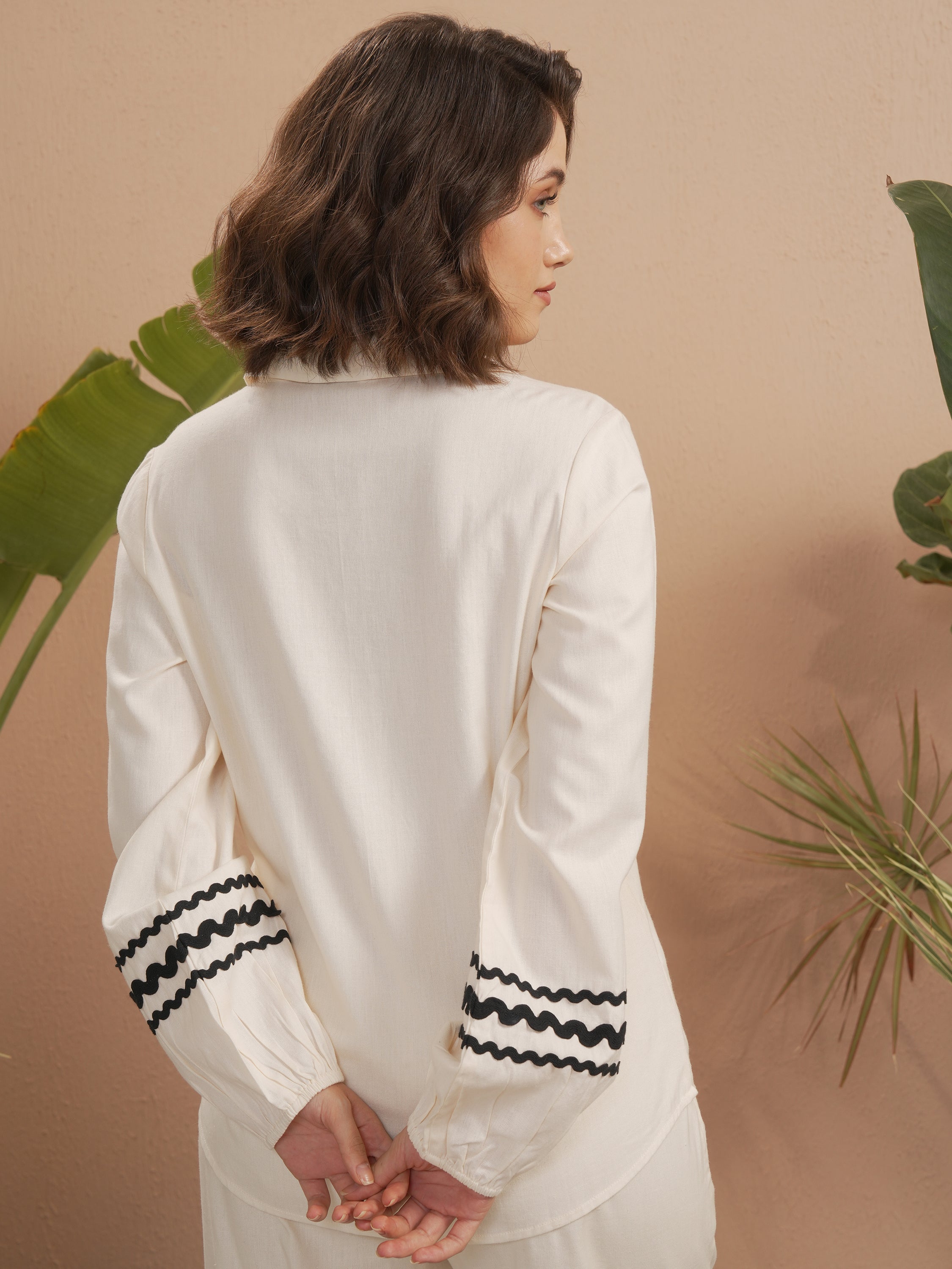 Vara By Vishudh Women Off White Solid Casual Shirt - Off White - Image 3