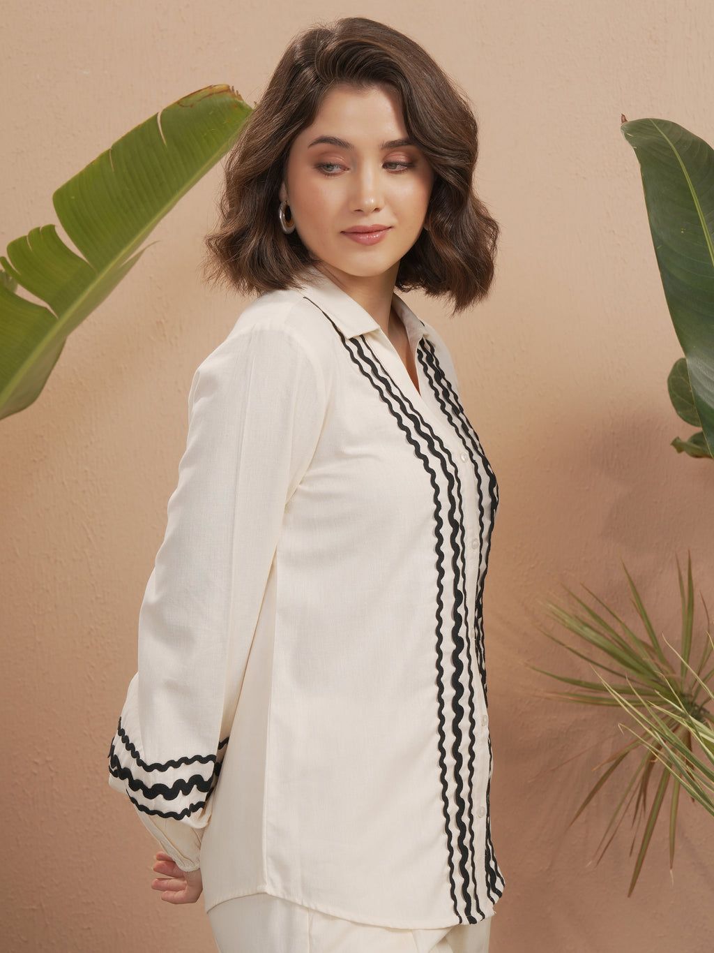 Vara By Vishudh Women Off White Solid Casual Shirt - Off White - Image 6