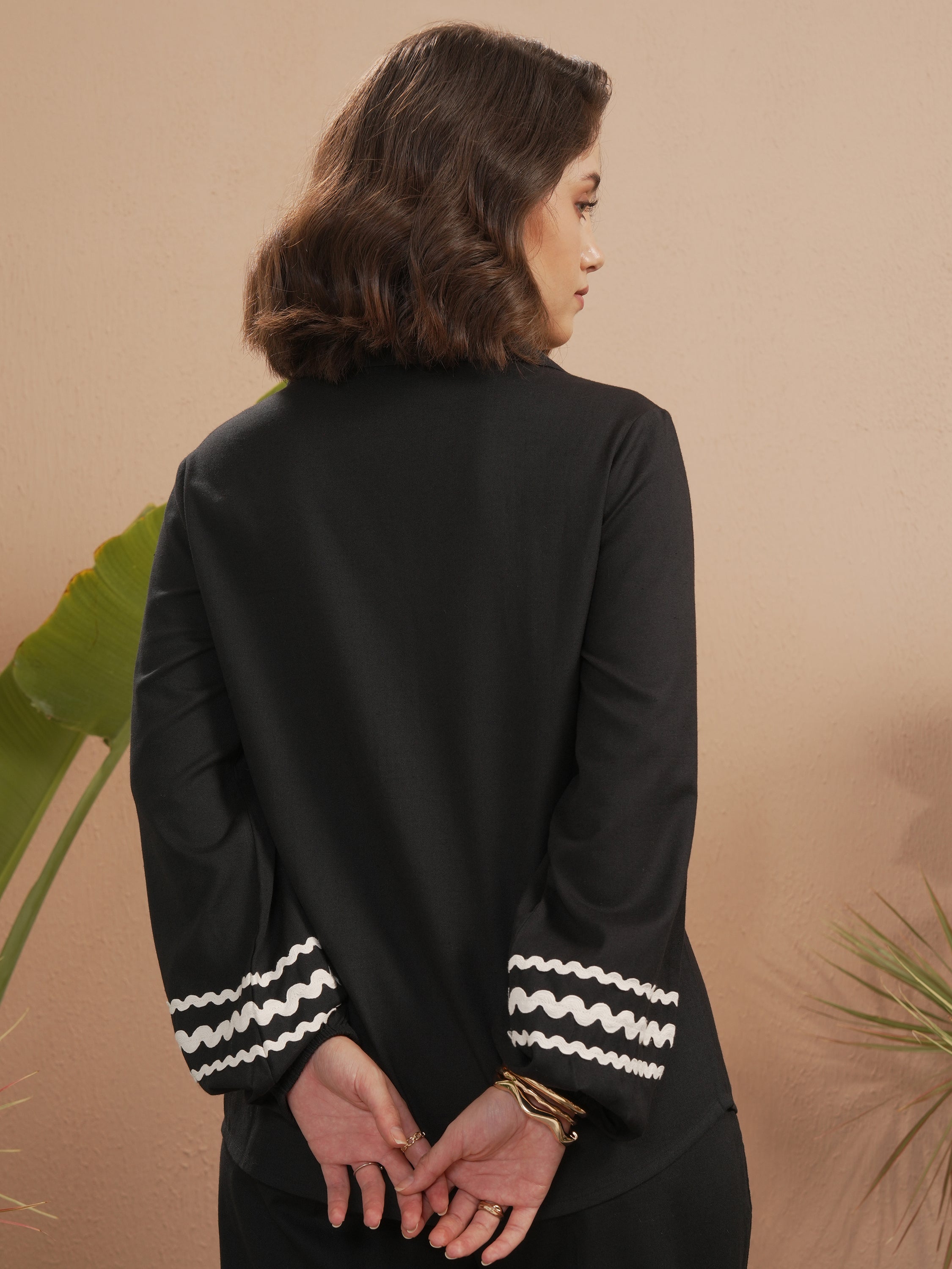 Vara By Vishudh Women Black Solid Casual Shirt - Black - Image 3
