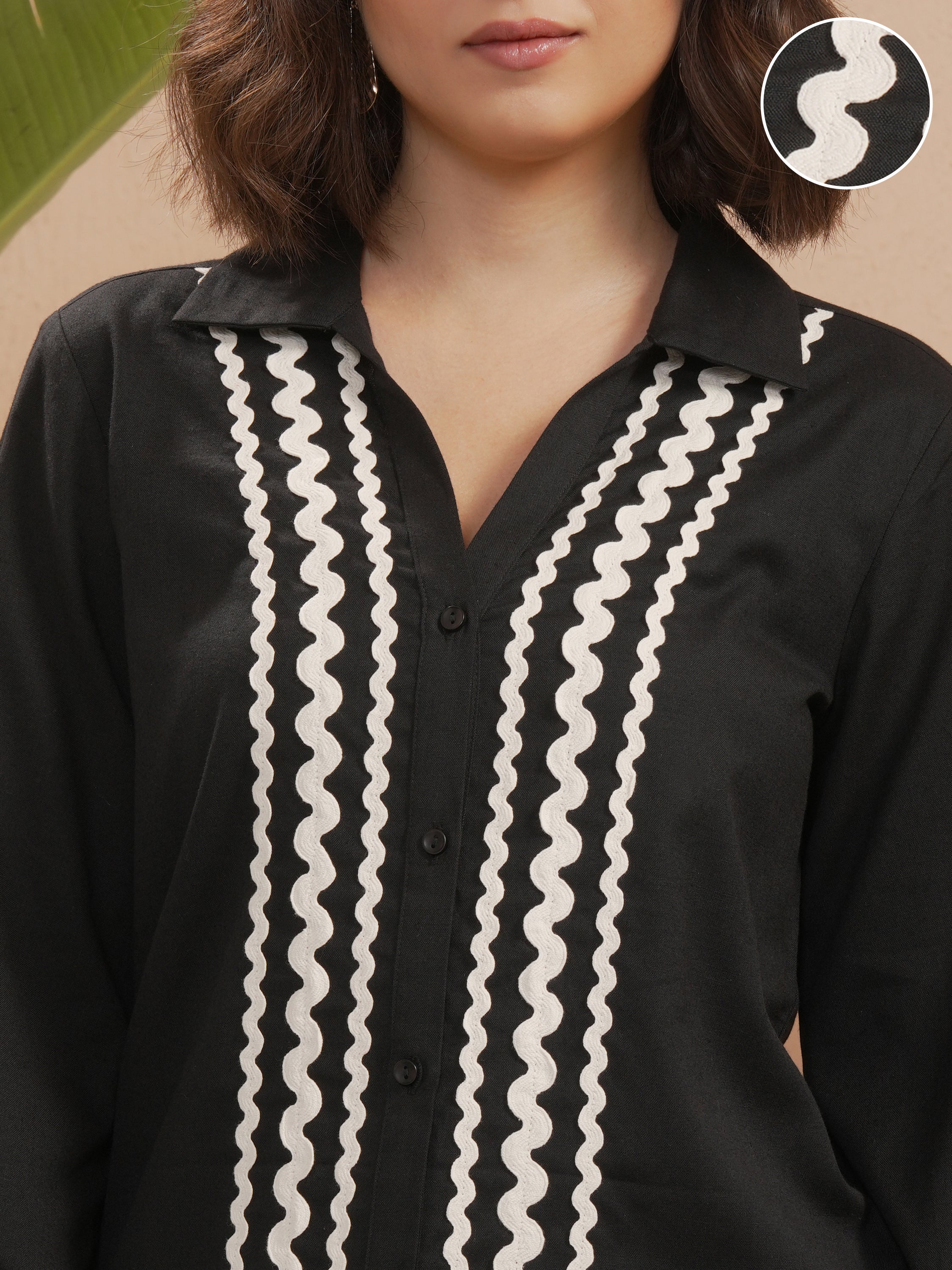 Vara By Vishudh Women Black Solid Casual Shirt - Black - Image 5