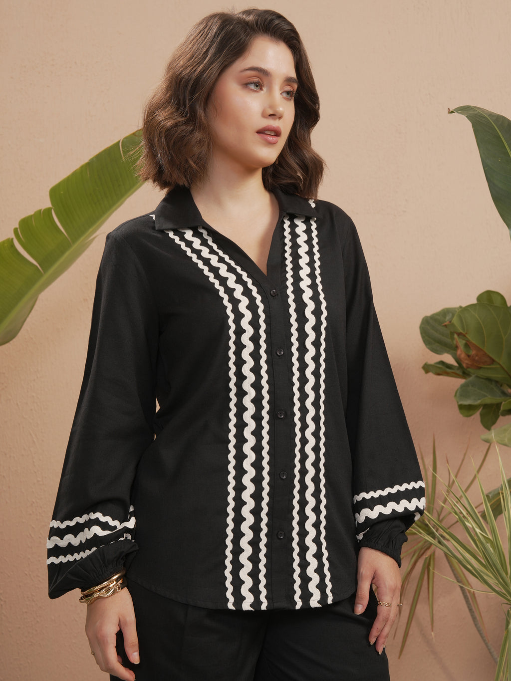 Vara By Vishudh Women Black Solid Casual Shirt - Black - Image 6