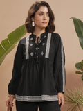 Vara By Vishudh Women Black Embroidered Top - Black - Image 1