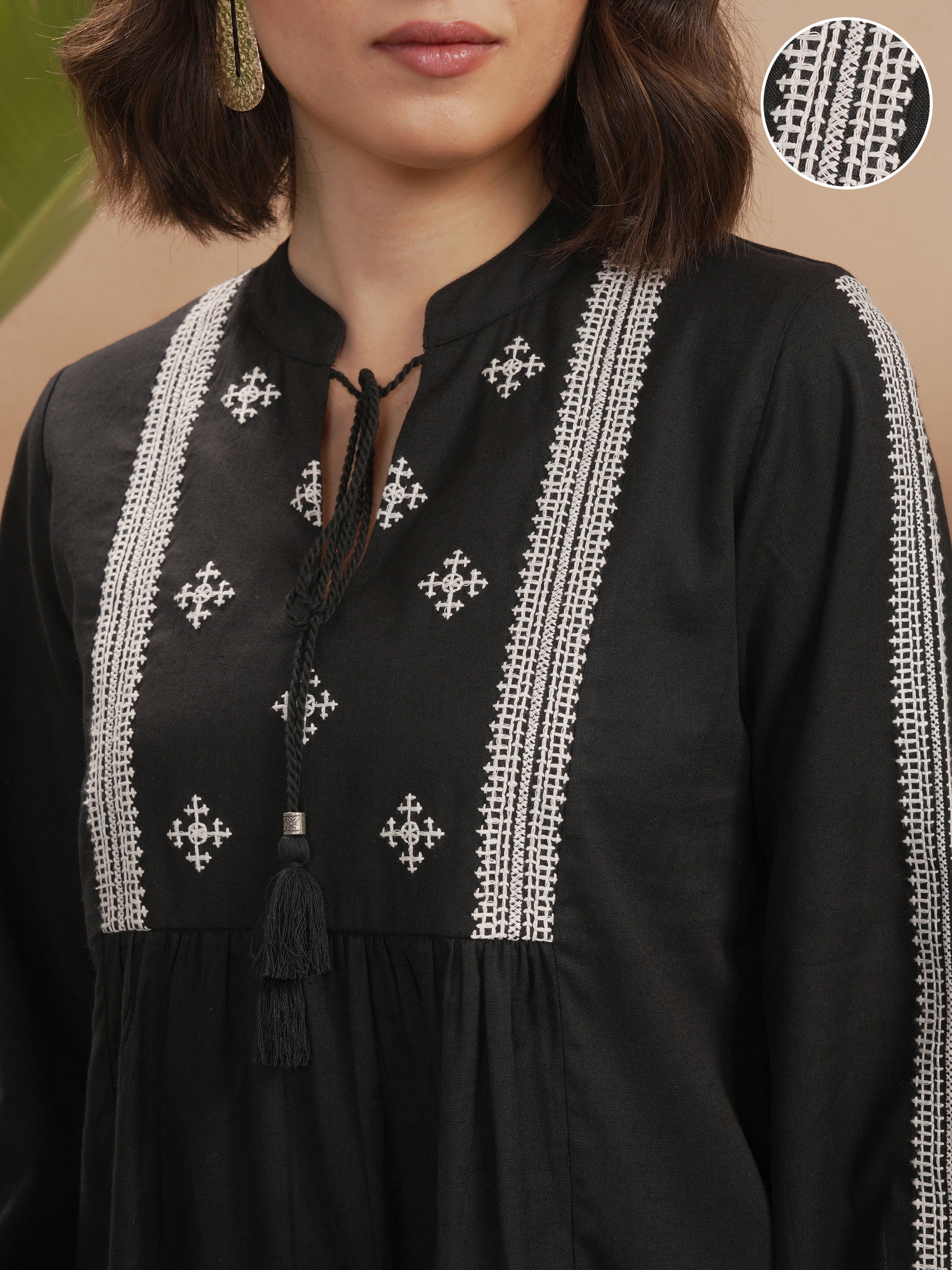 Vara By Vishudh Women Black Embroidered Top - Black - Image 5