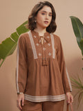 Vara By Vishudh Women Brown Embroidered Top - Brown - Image 1