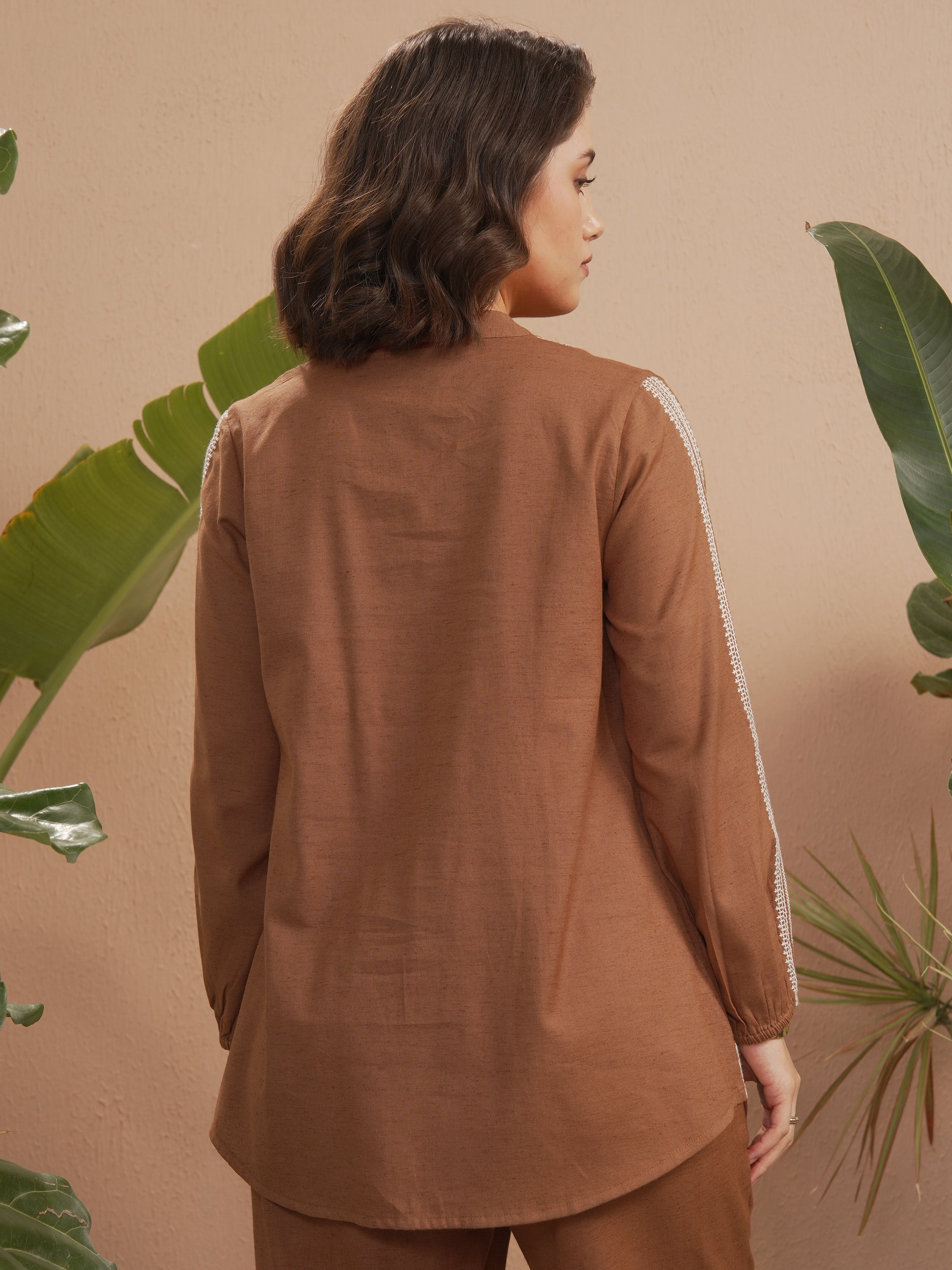 Vara By Vishudh Women Brown Embroidered Top - Brown - Image 3