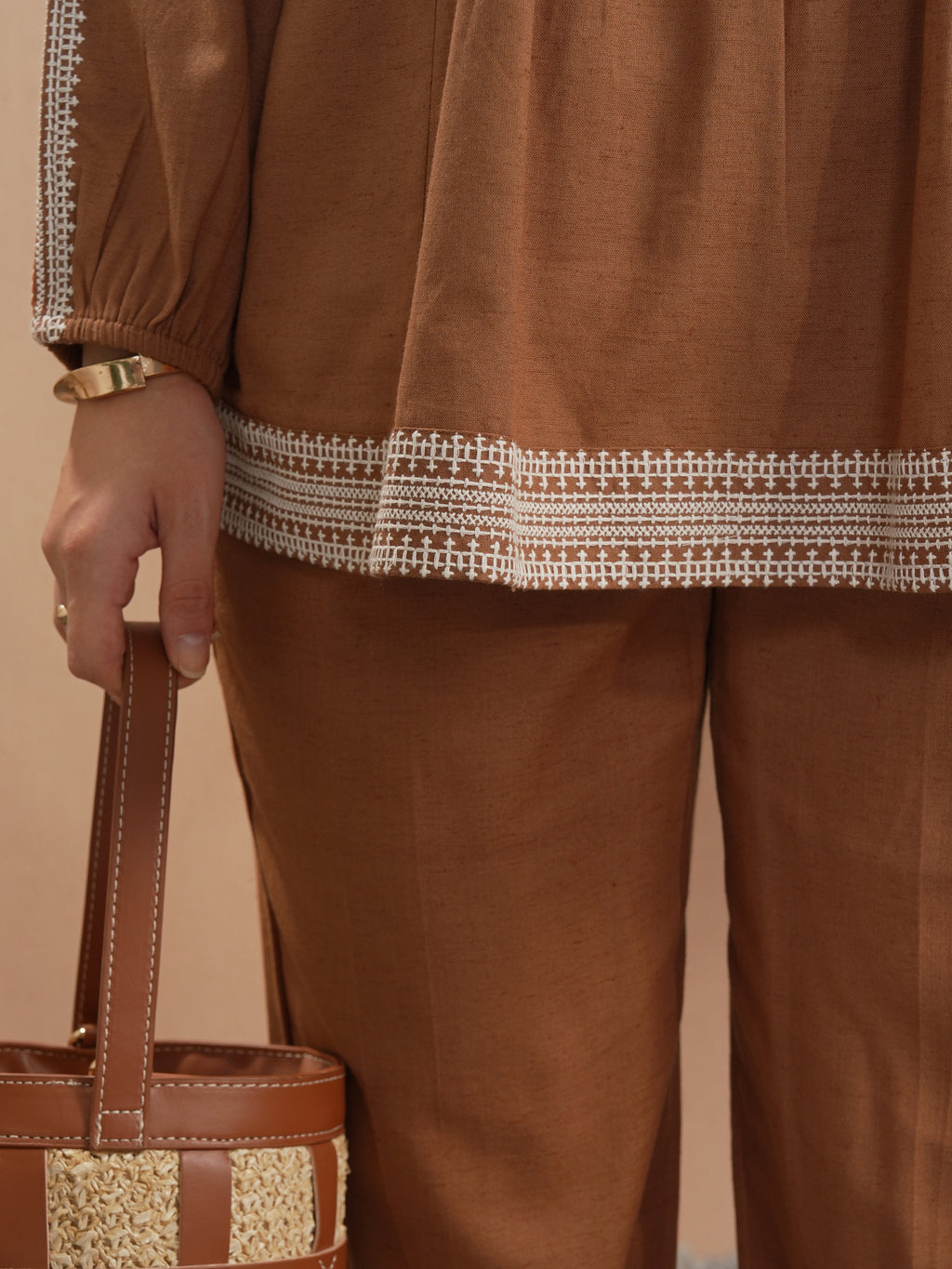 Vara By Vishudh Women Brown Embroidered Top - Brown - Image 7