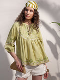 Vara By Vishudh Women Green Embroidered Top - Green - Image 1
