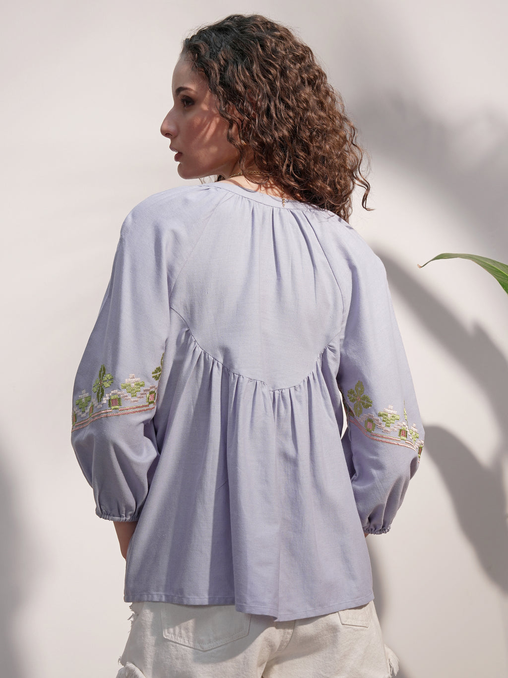 Vara By Vishudh Women Blue Embroidered Top - Blue - Image 3