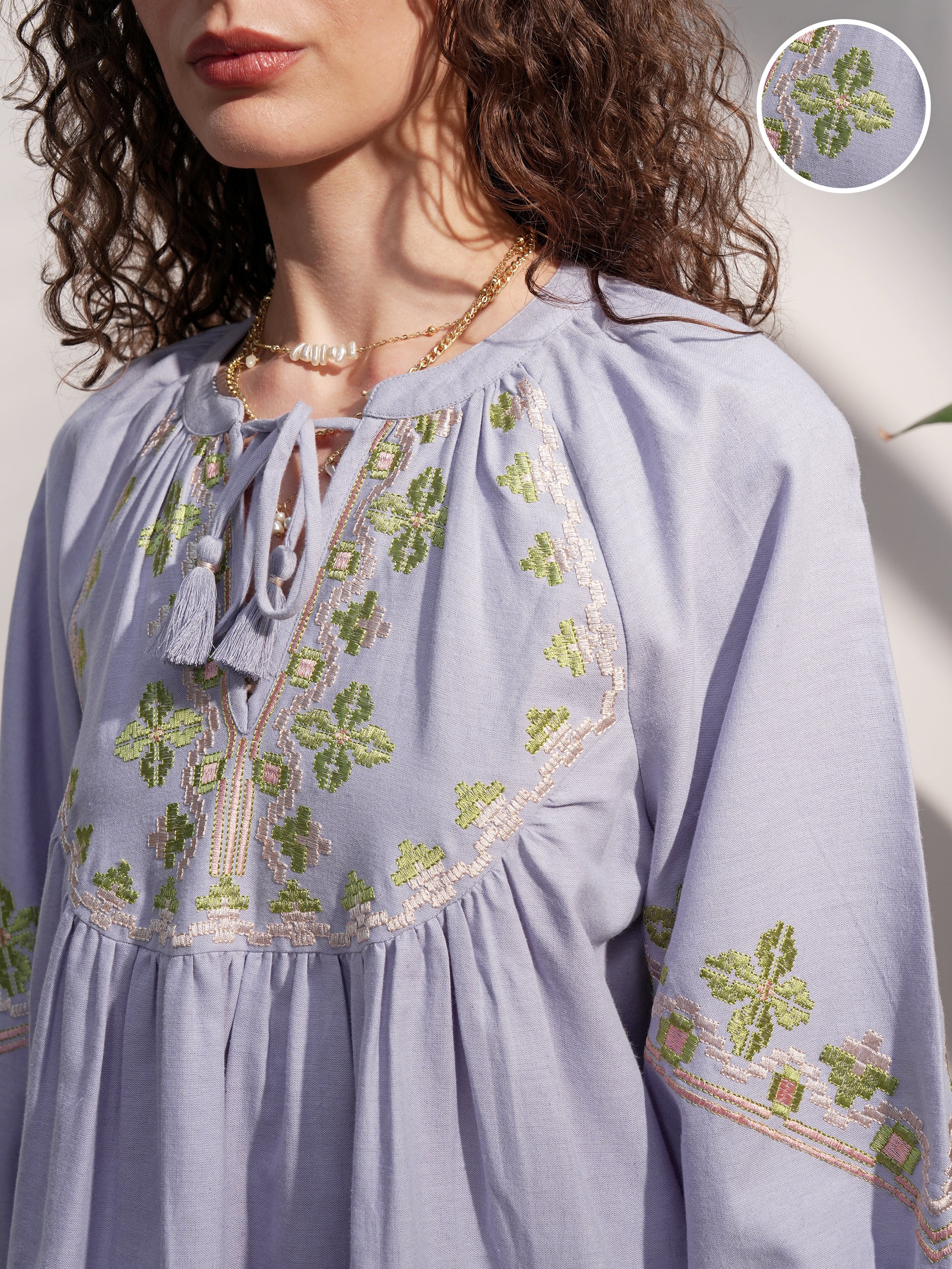 Vara By Vishudh Women Blue Embroidered Top - Blue - Image 5