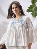 Vara By Vishudh Women Off White Embroidered Top - Off White - Image 1