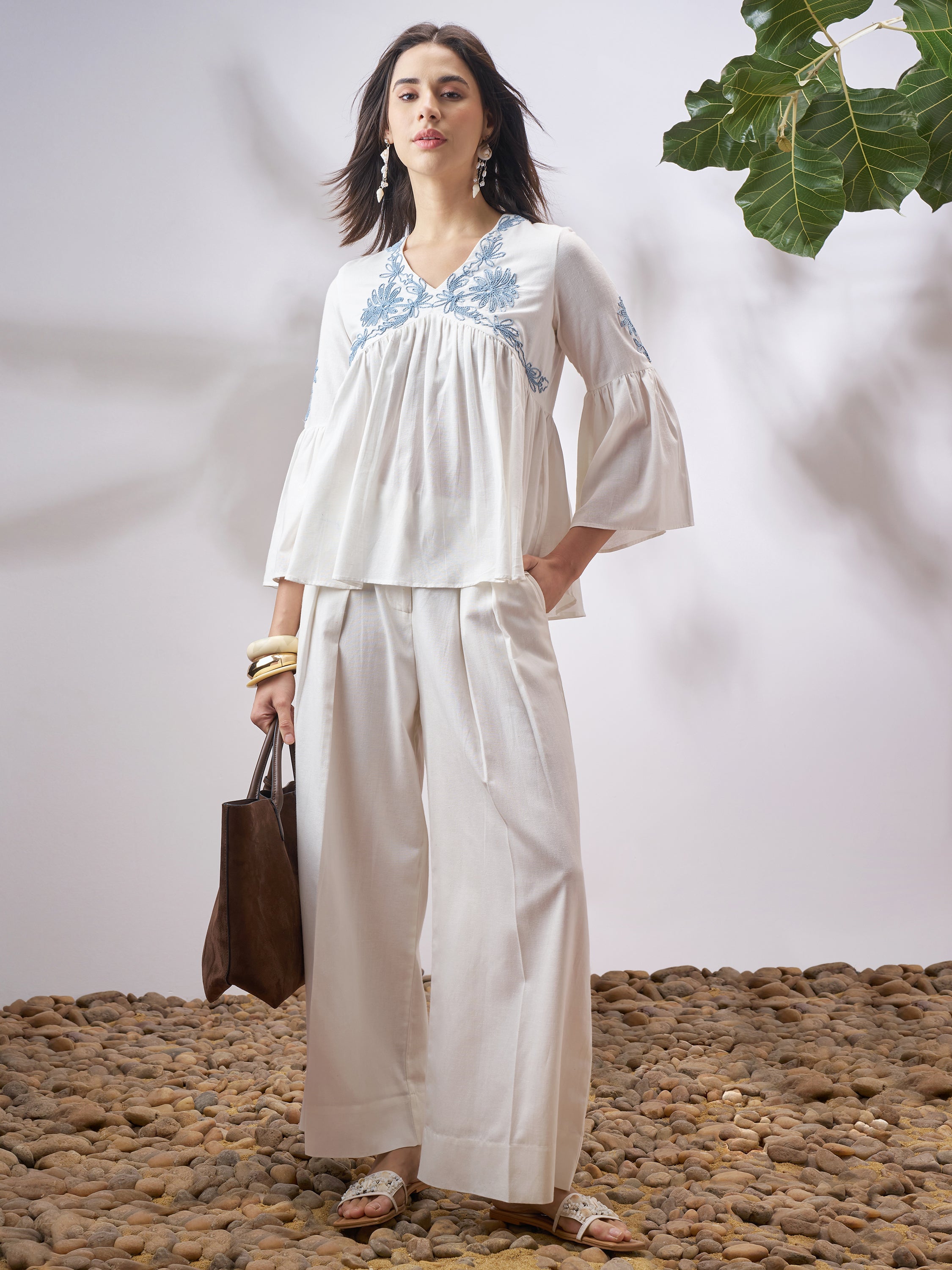 Vara By Vishudh Women Off White Embroidered Top - Off White - Image 2