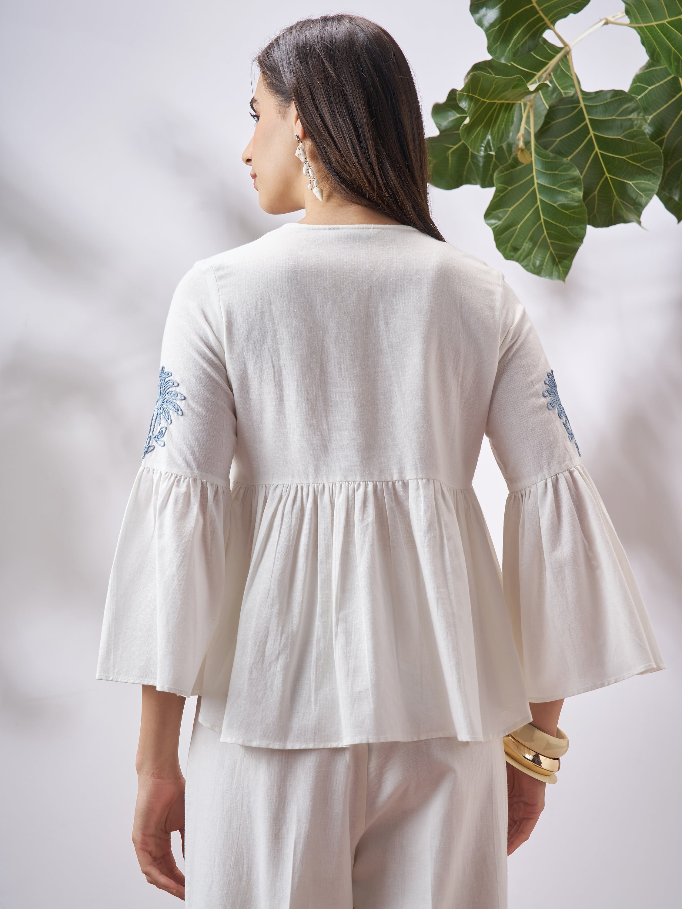 Vara By Vishudh Women Off White Embroidered Top - Off White - Image 3