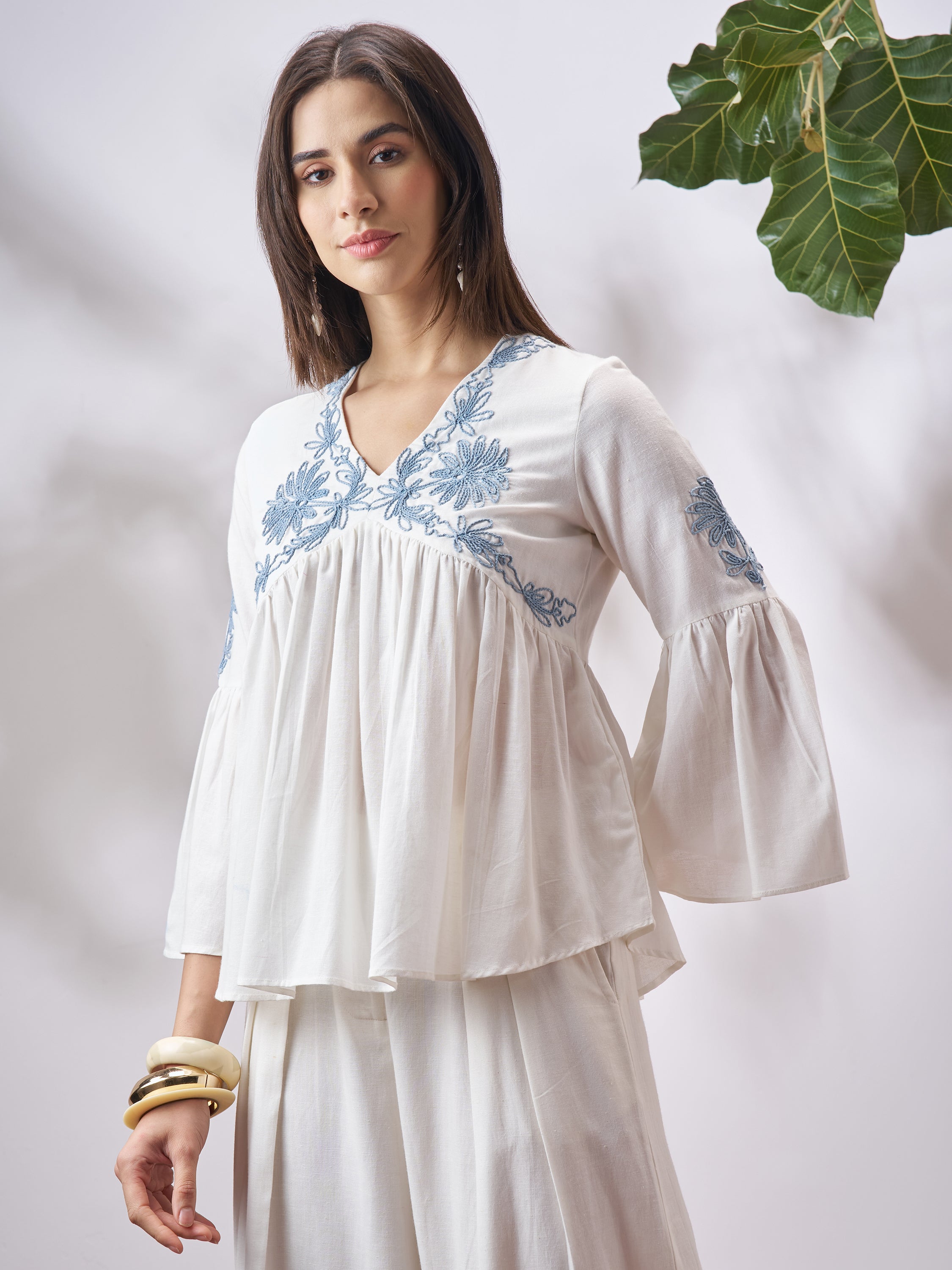 Vara By Vishudh Women Off White Embroidered Top - Off White - Image 4