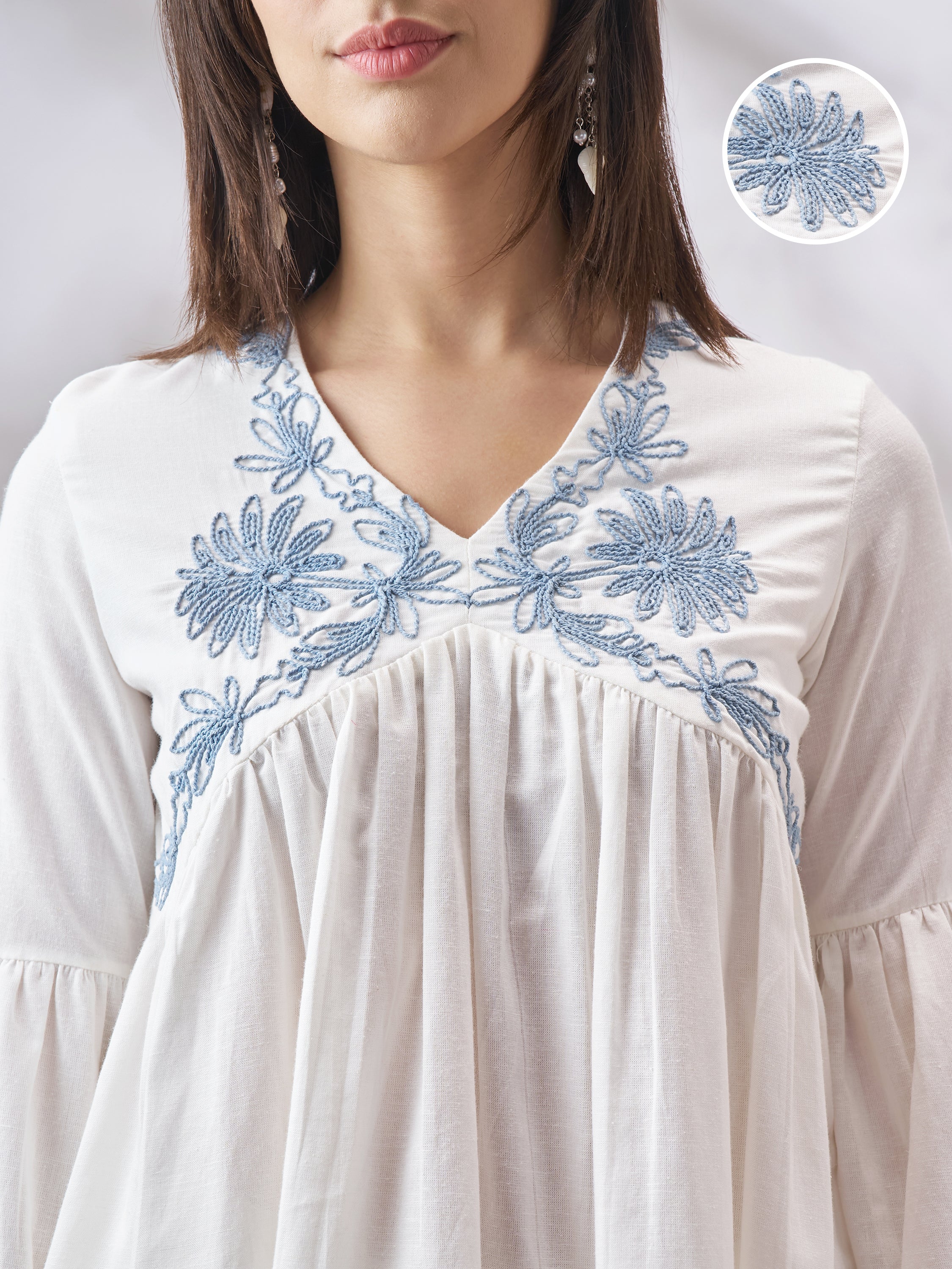 Vara By Vishudh Women Off White Embroidered Top - Off White - Image 5