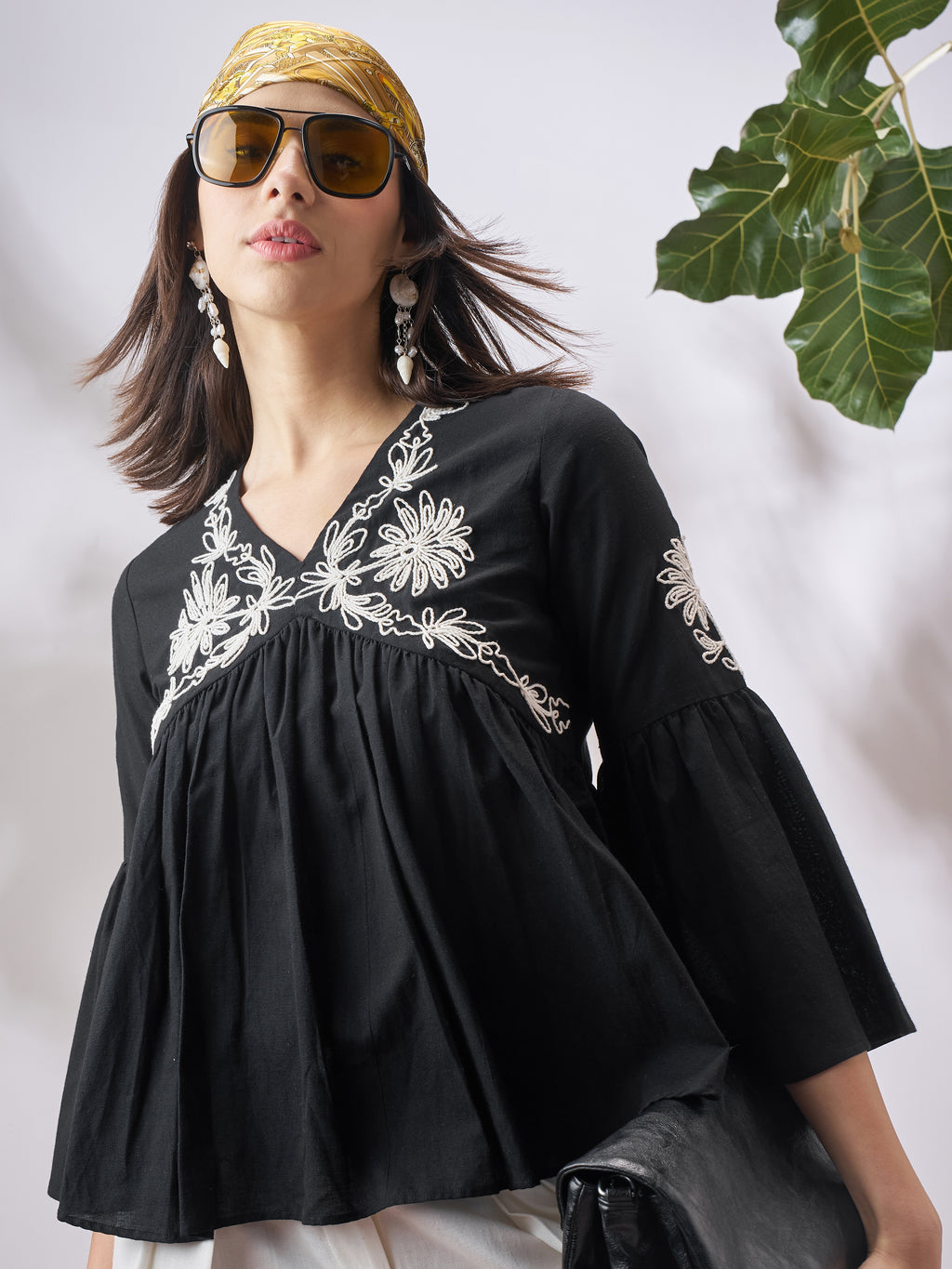 Vara By Vishudh Women Black Embroidered Top - Black - Image 1