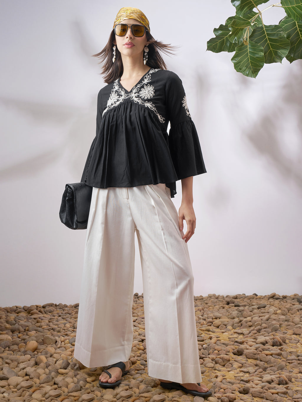 Vara By Vishudh Women Black Embroidered Top - Black - Image 2
