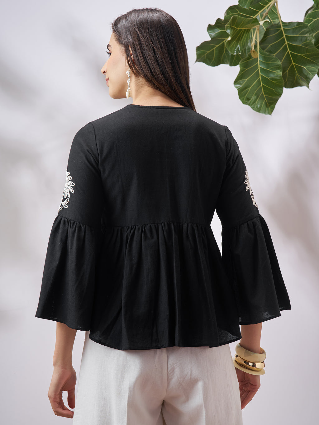 Vara By Vishudh Women Black Embroidered Top - Black - Image 3