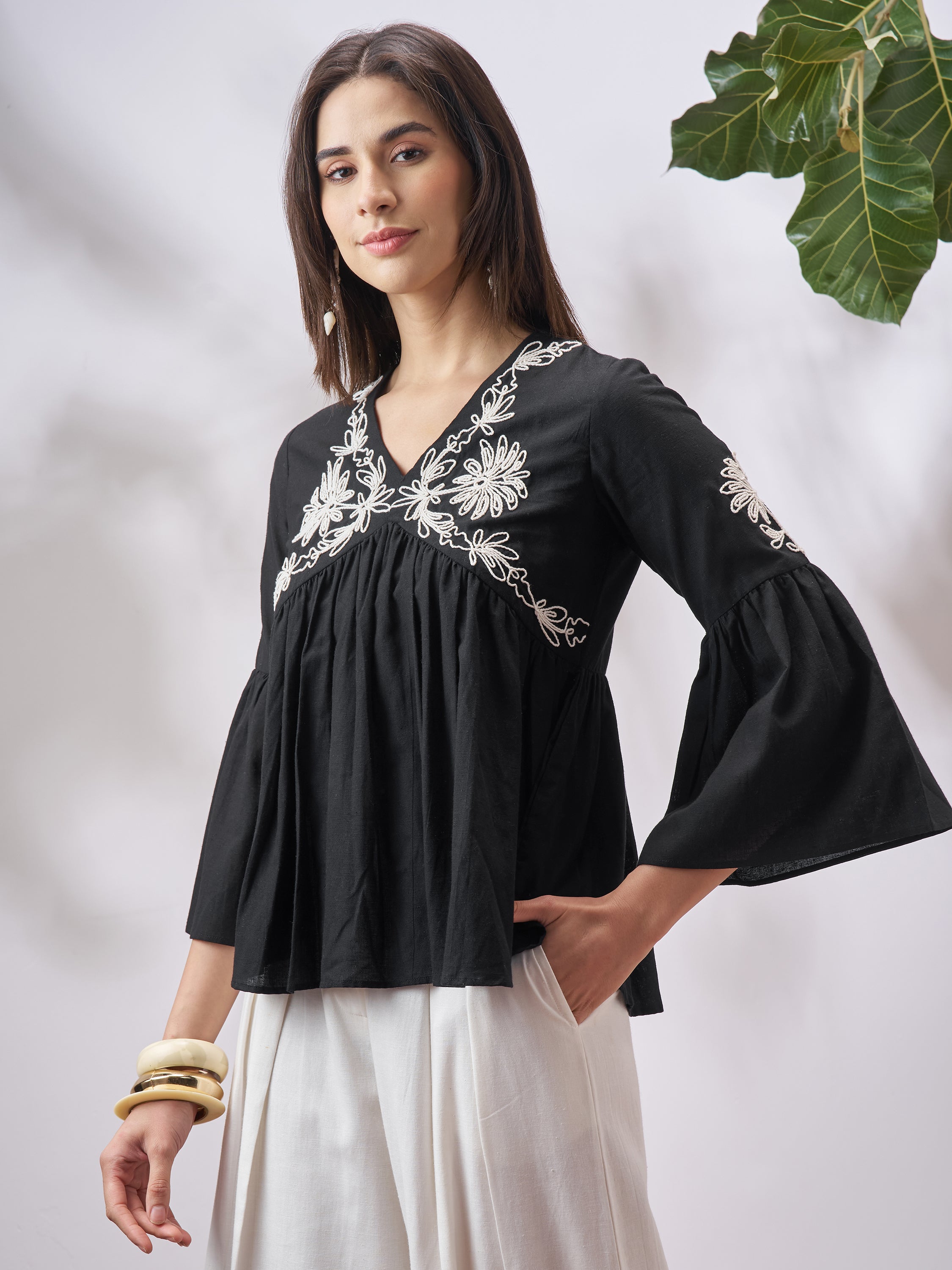 Vara By Vishudh Women Black Embroidered Top - Black - Image 4