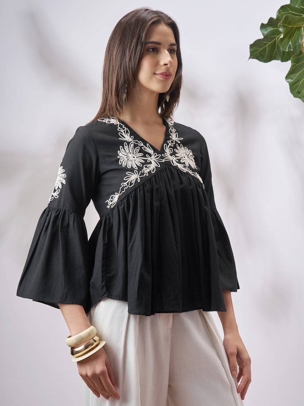 Vara By Vishudh Women Black Embroidered Top - Black - Image 6