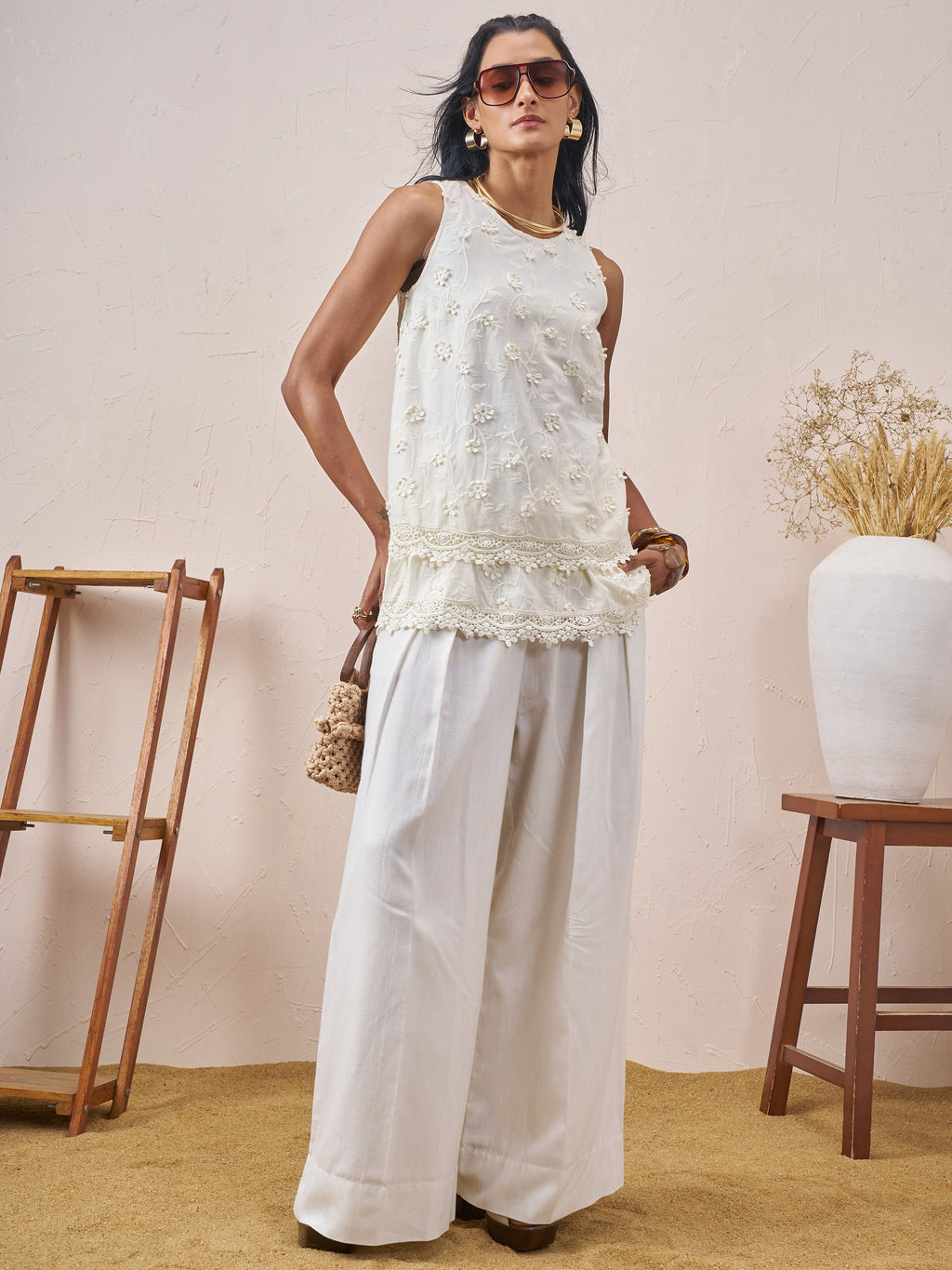 Vara By Vishudh Women White Embroidered Top - White - Image 2