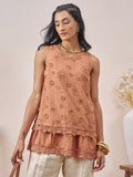 Vara By Vishudh Women Brown Embroidered Top - Brown - Image 1