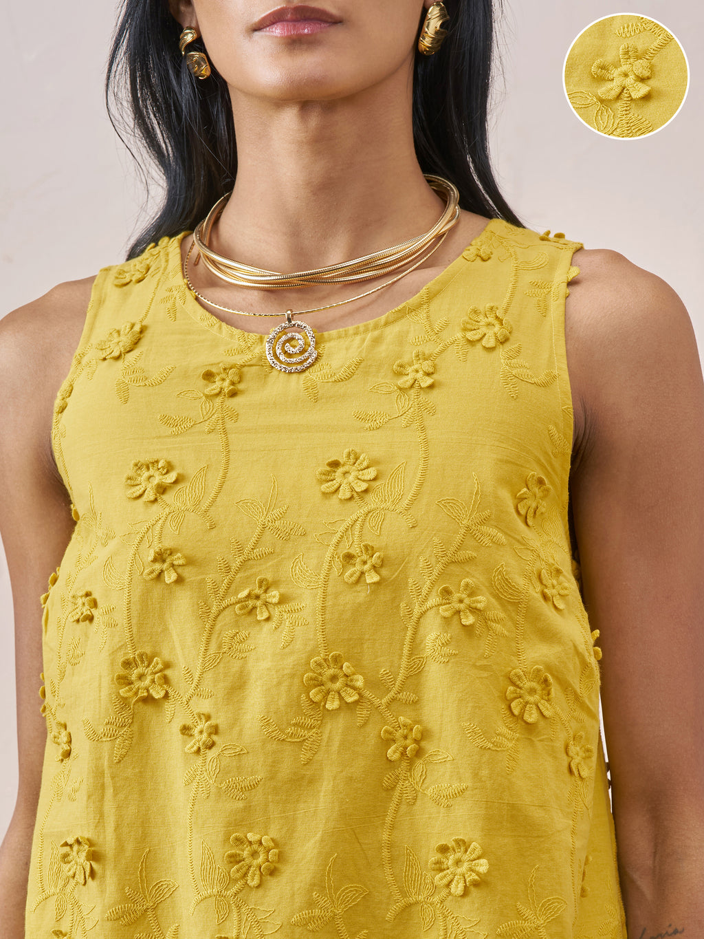 Vara By Vishudh Women Mustard Embroidered Top - Mustard - Image 5