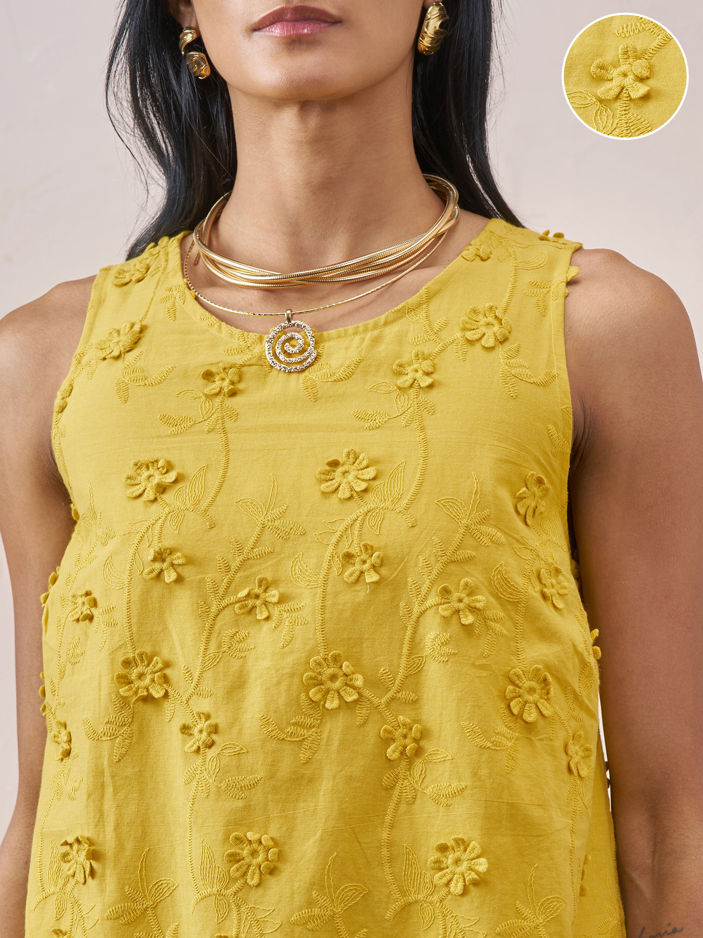 Vara By Vishudh Women Mustard Embroidered Top - Mustard - Image 5