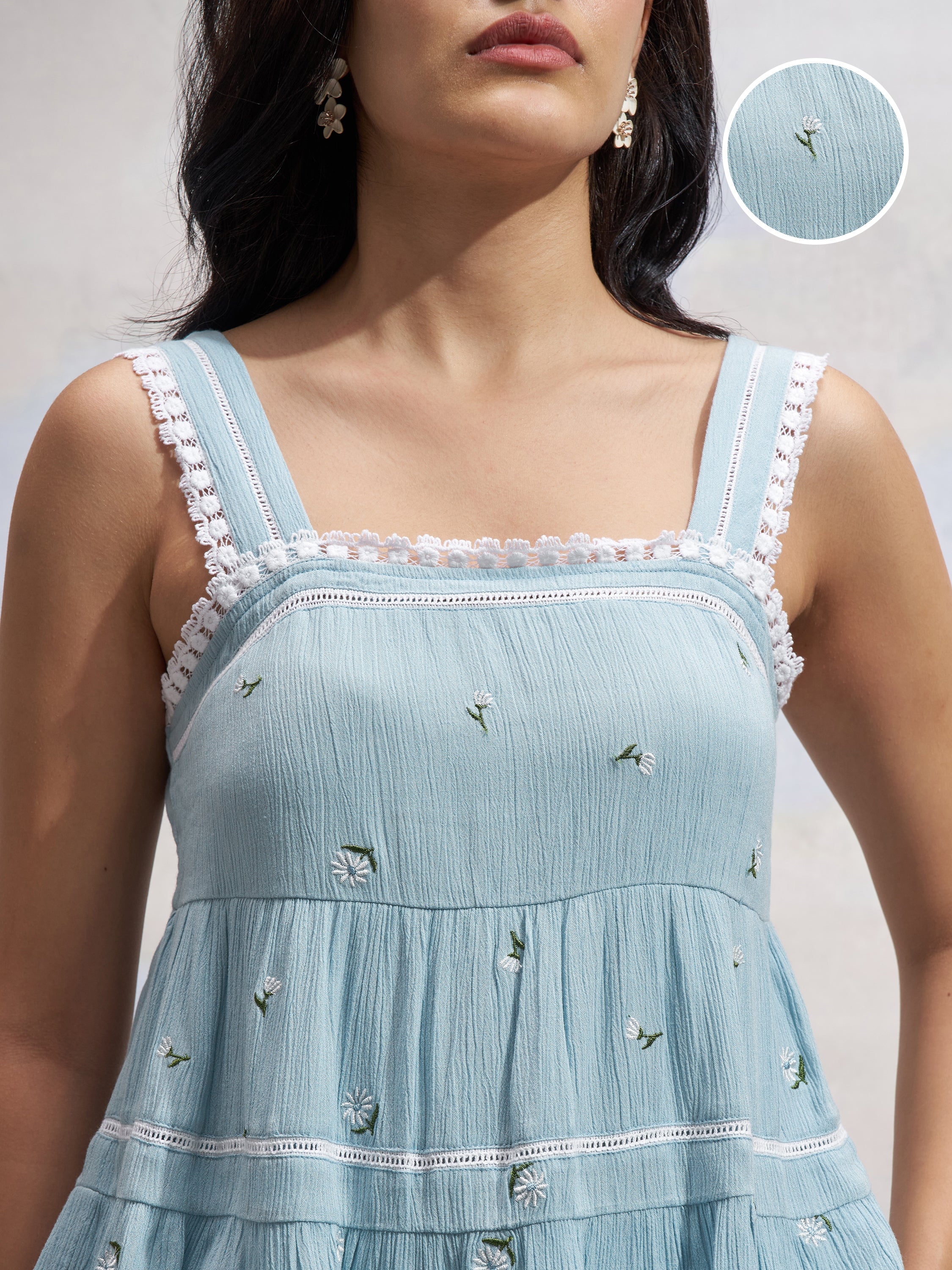 Vara By Vishudh Women Blue Embroidered Top - Blue - Image 5