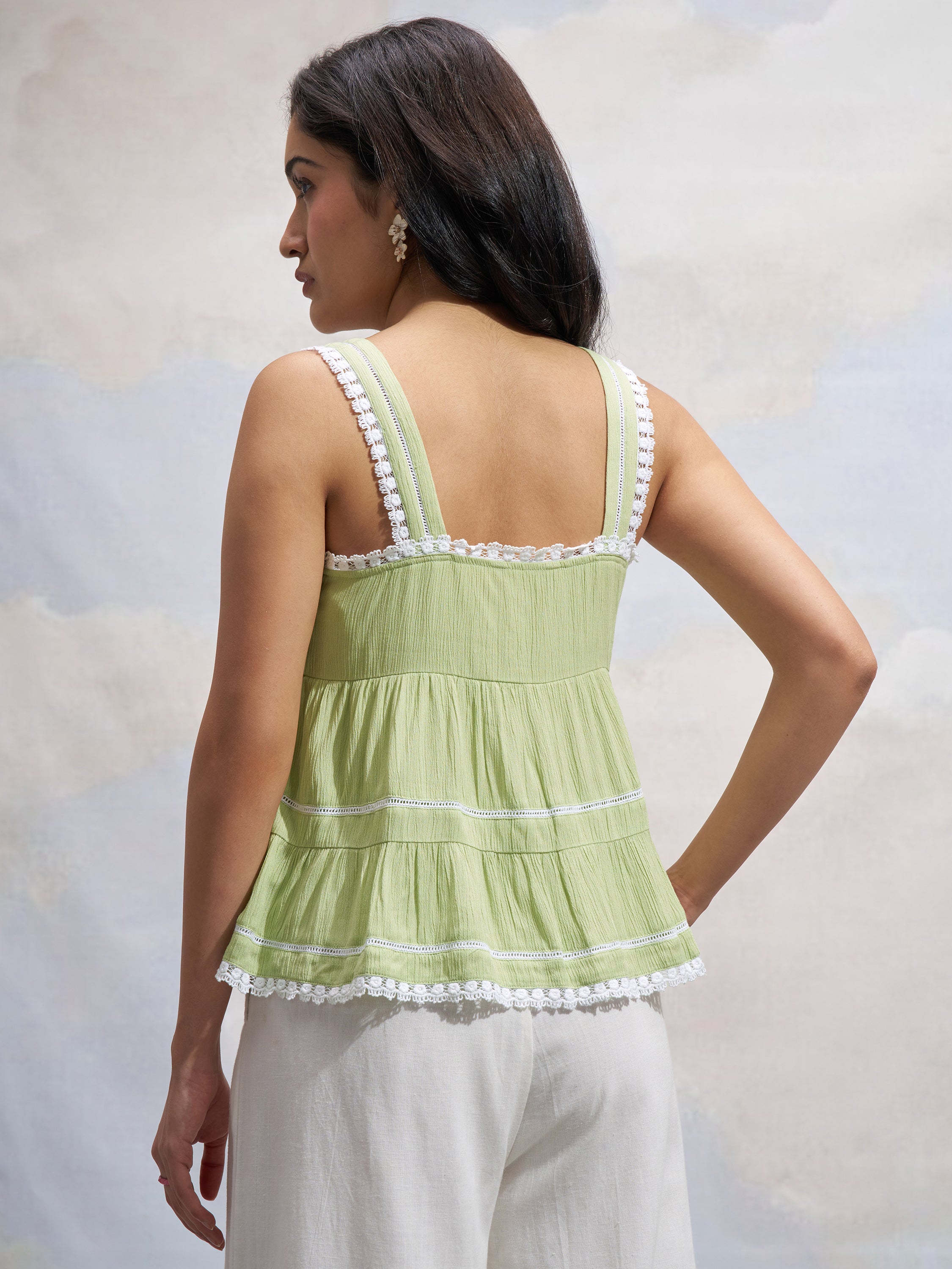 Vara By Vishudh Women Green Embroidered Top - Green - Image 3