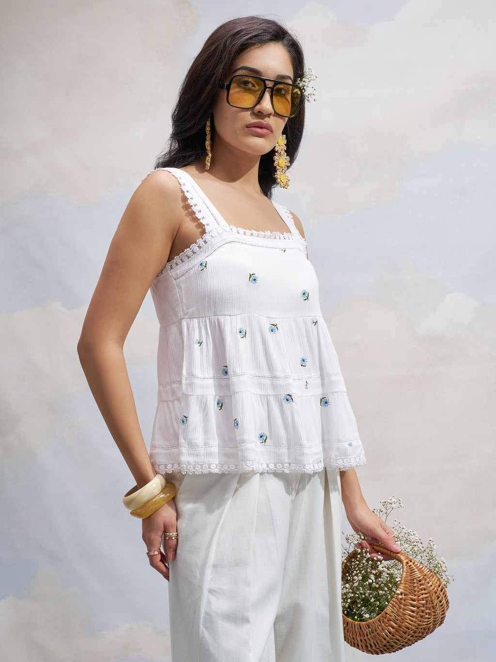Vara By Vishudh Women White Embroidered Top - White - Image 6