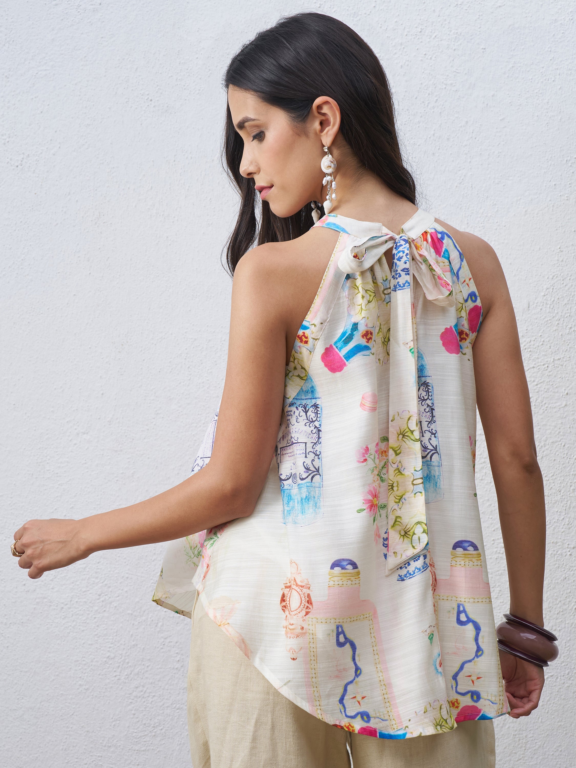 Vara By Vishudh Women Off White Printed Top - Off White - Image 3