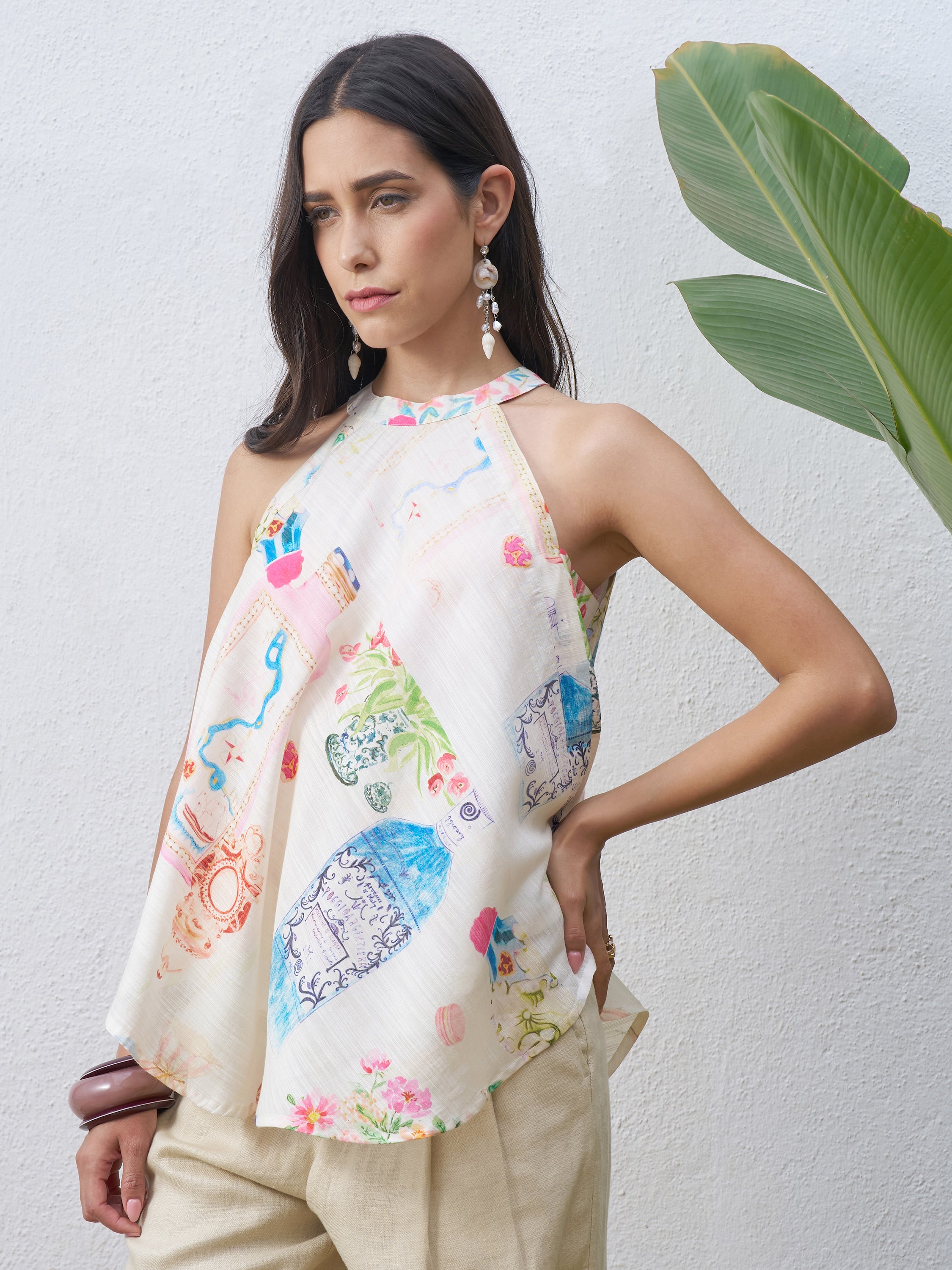 Vara By Vishudh Women Off White Printed Top - Off White - Image 4