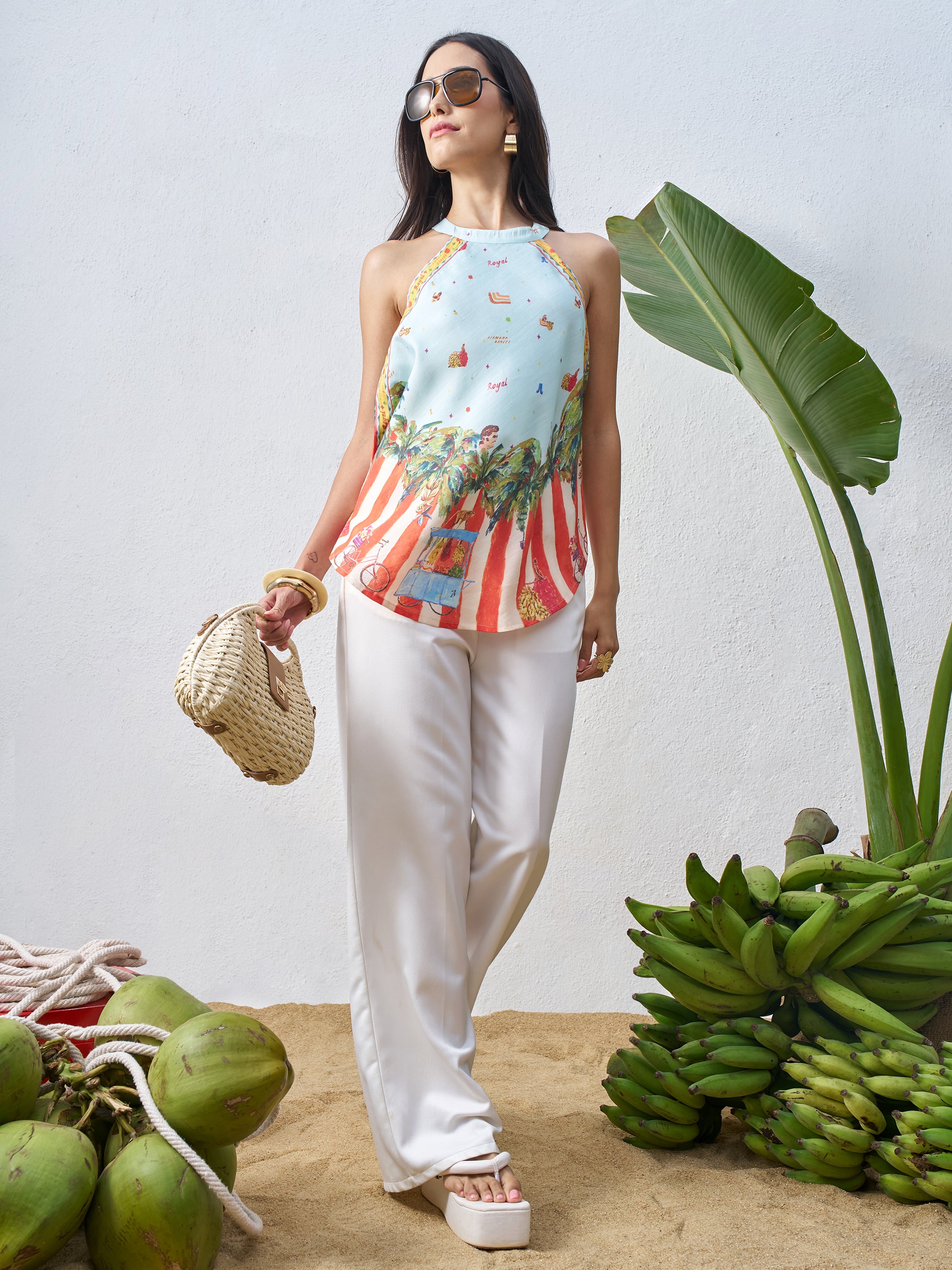 Vara By Vishudh Women Blue Printed Top - Blue - Image 2