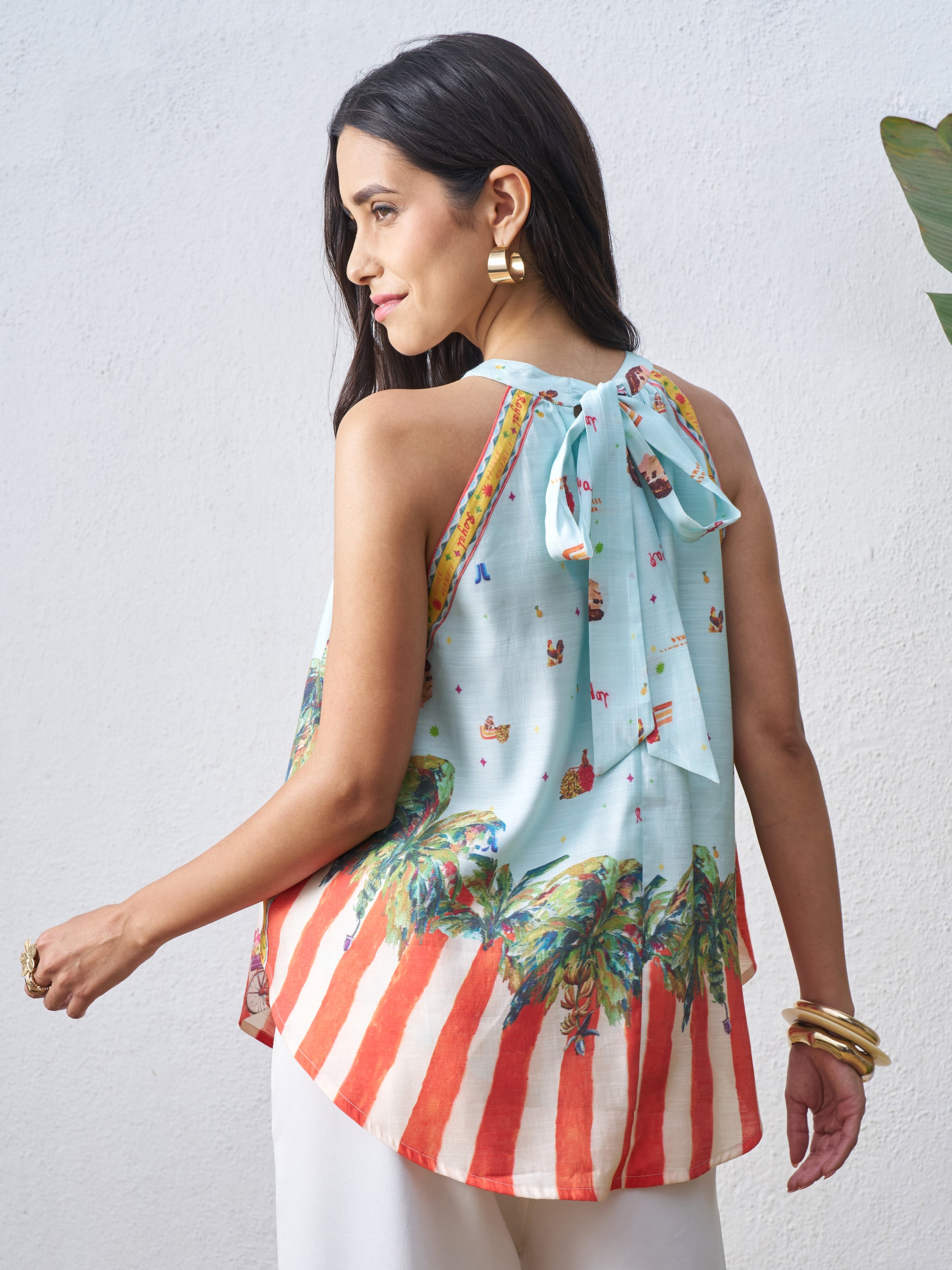 Vara By Vishudh Women Blue Printed Top - Blue - Image 3