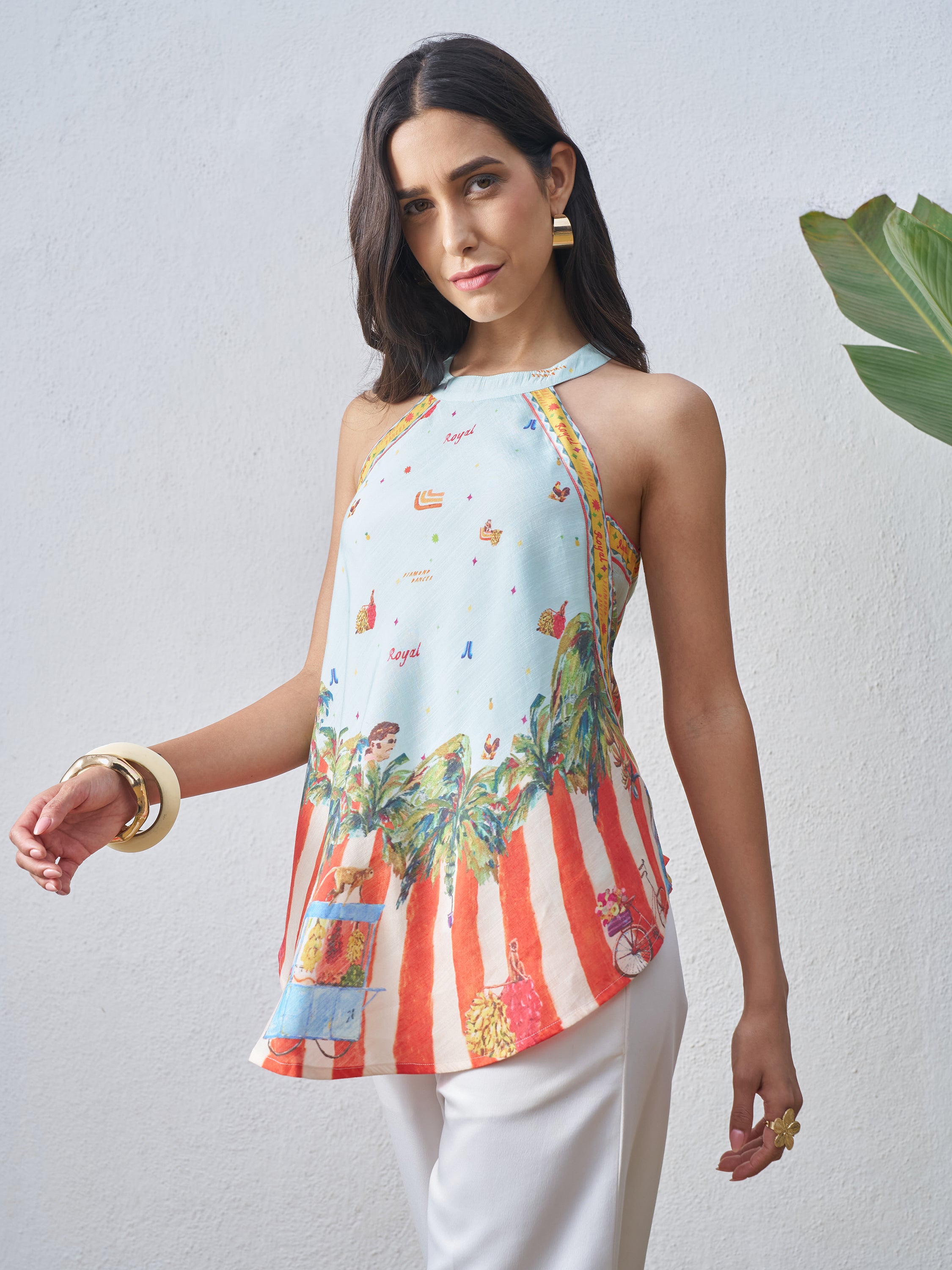 Vara By Vishudh Women Blue Printed Top - Blue - Image 4