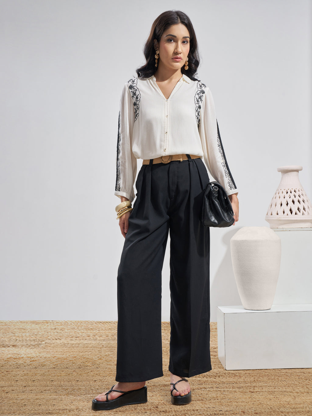 Vara By Vishudh Women White Embroidered Top - White - Image 2