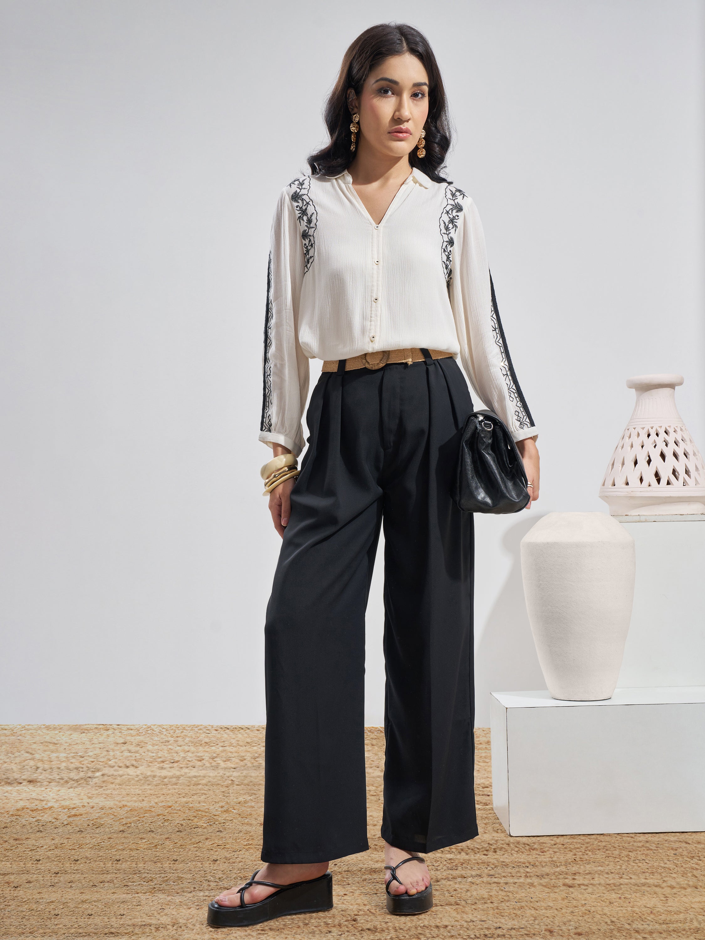 Vara By Vishudh Women White Embroidered Top - White - Image 2