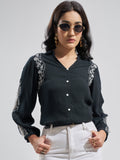 Vara By Vishudh Women Black Embroidered Top - Black - Image 1
