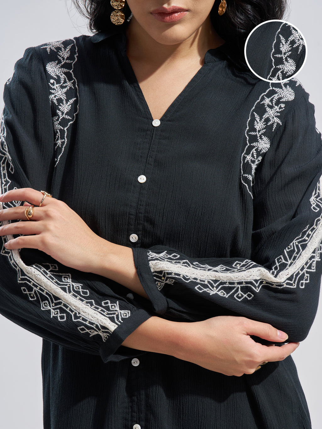 Vara By Vishudh Women Black Embroidered Top - Black - Image 5