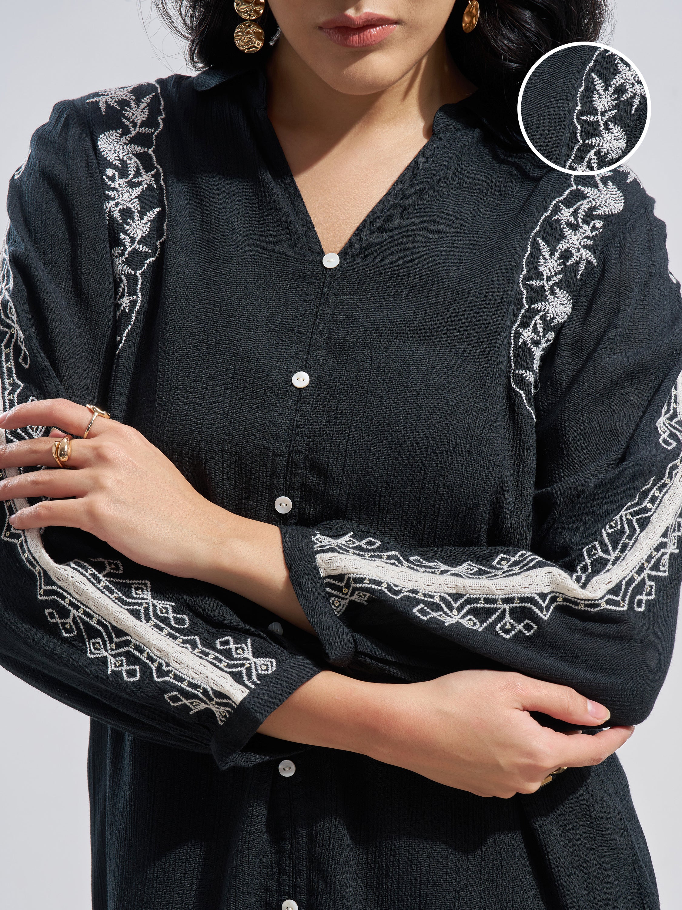 Vara By Vishudh Women Black Embroidered Top - Black - Image 5